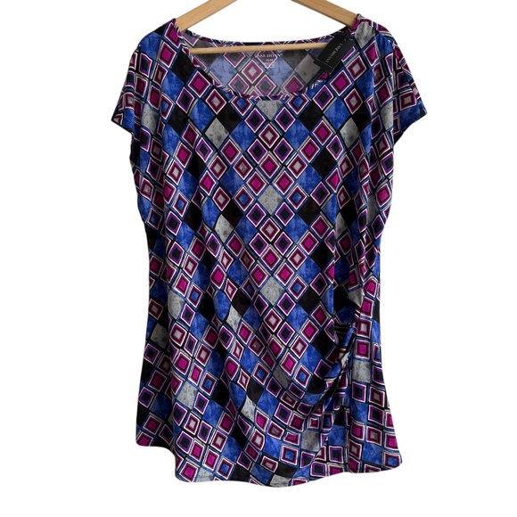 Lane Bryant Geometric Print Draped Flowy Top Size 22/24 NWT Blue/Purple/Black - Picture 1 of 8